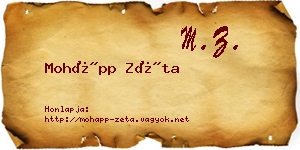 Mohápp Zéta névjegykártya